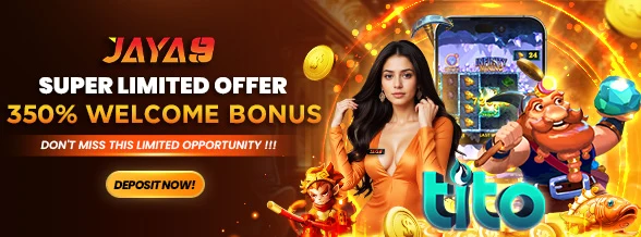 Jaya9 Tito Slots 350% Welcome Bonus promotion banner