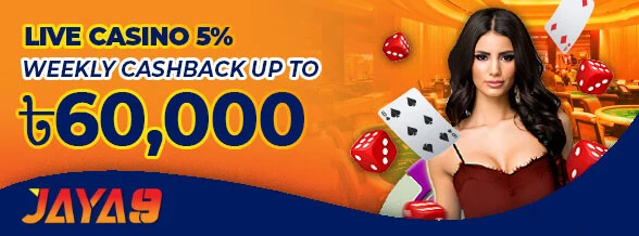 Jaya9 Weekly Live Casino Cashback promotion banner